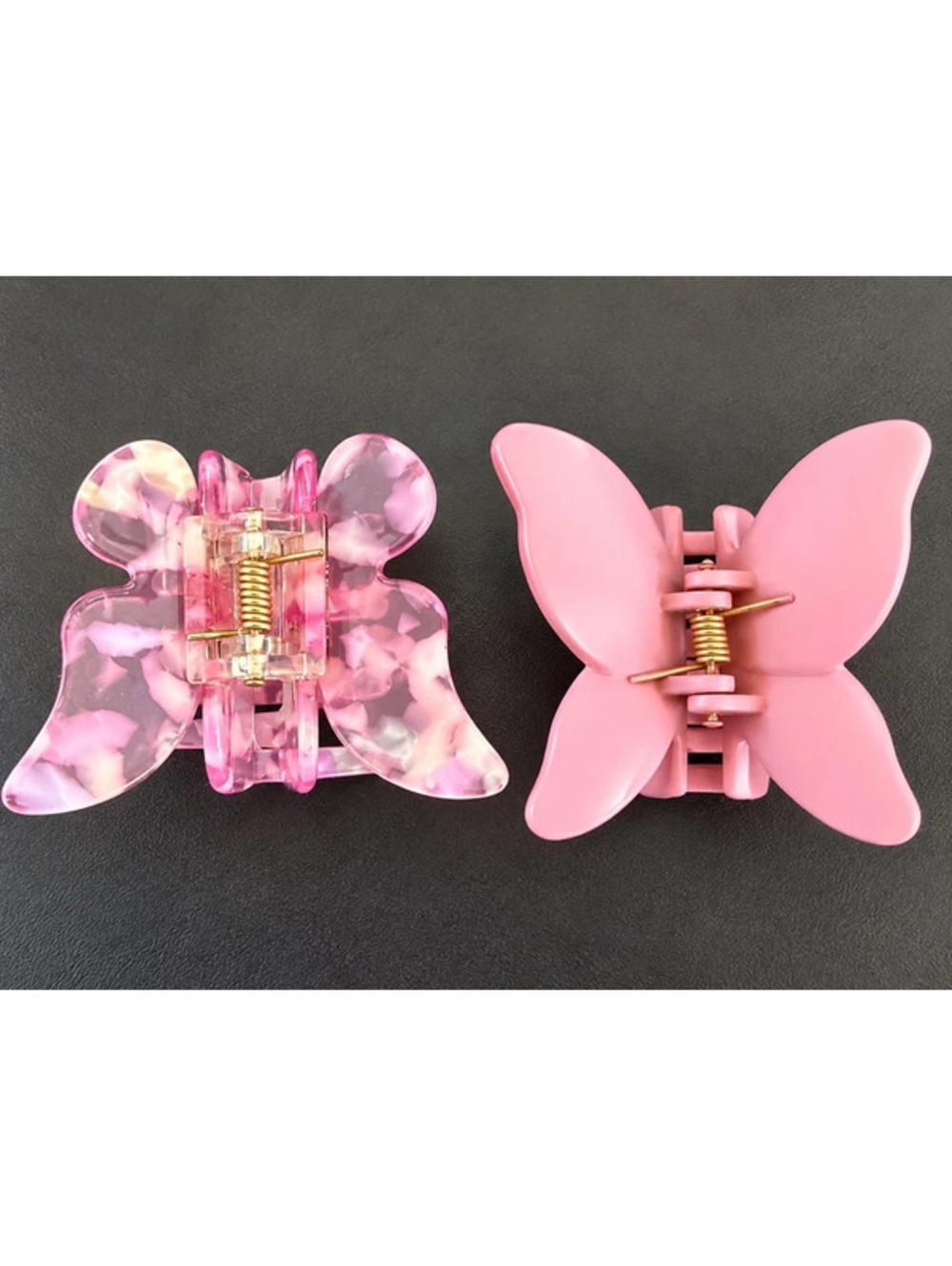 Pink Butterfly Hair Claw Clips Set of 2
